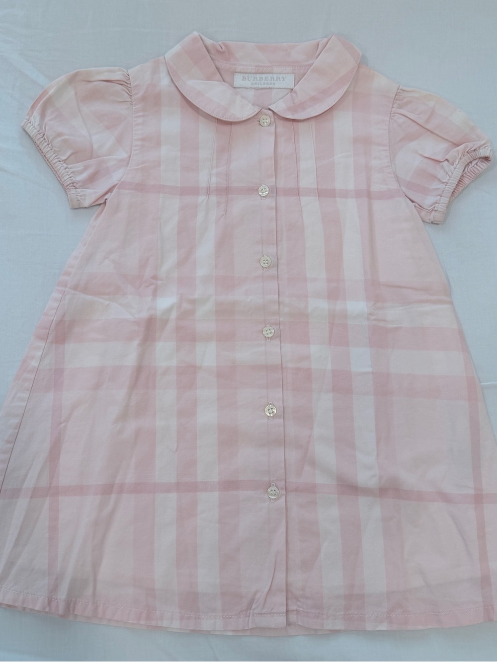 Burberry Children Pink Nova Check Plaid Dress Peter Pan Collar Size 18 months